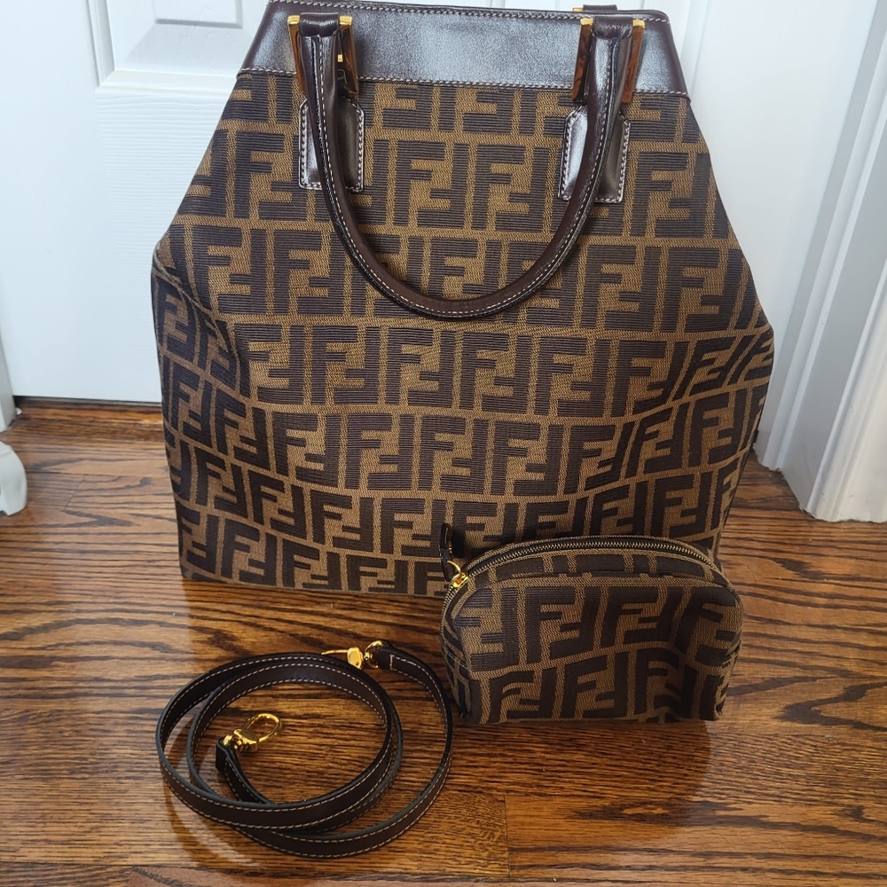 Authentic Fendi Monogram FF Zucca Shopper Tote